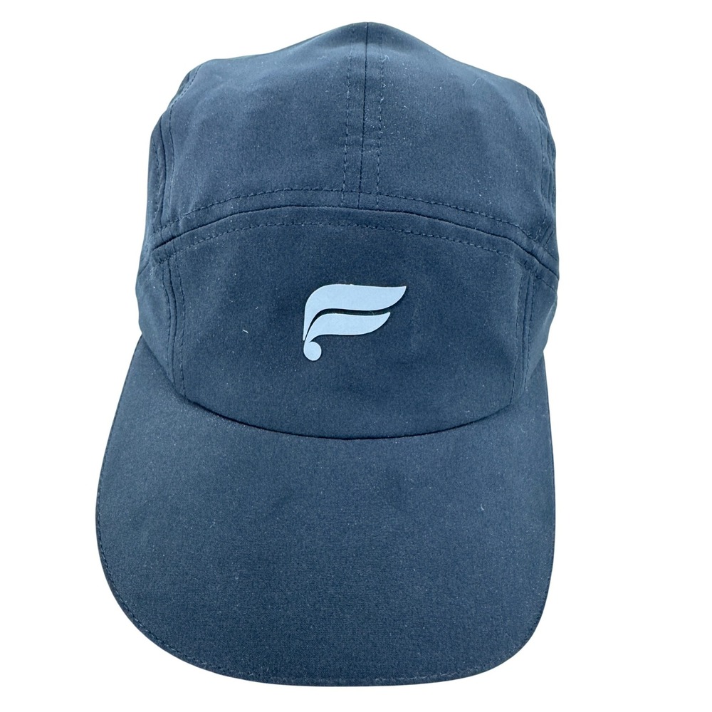 Fabletics Black 5 Panel Hat Cap OS‎ Adjustable Strap Logo Athletic